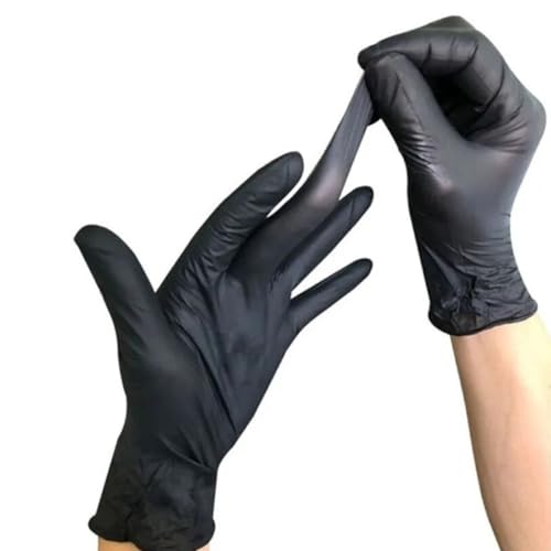 PBHOVIITG 30/50/100 STÜCKE Einweghandschuhe aus schwarzem Nitril for Kochen in der Küche, latexfrei, wasserdicht, langlebig, for Geschirrspülen(50PCS Black,L) von PBHOVIITG