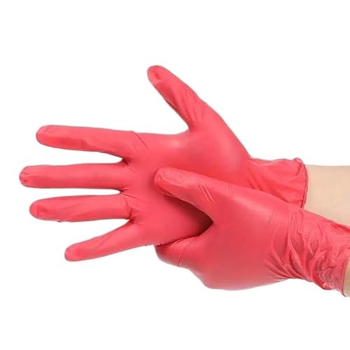 PBHOVIITG 30/50/100PCS Einweg-Nitrilhandschuhe rot Haushaltsreinigung for Küche Schönheitssalons Haustiere(50PCS,XL) von PBHOVIITG