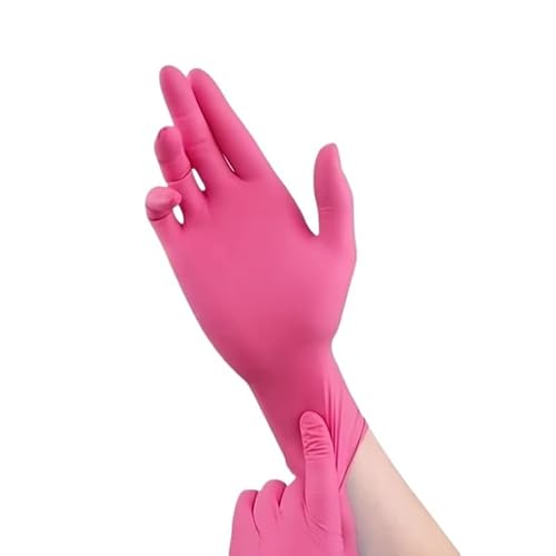 PBHOVIITG 50/100PCS Violet Nitril Handschuhe Einweg Lila 5Mil Lebensmittel Grade Haushalt for Frauen Reinigung Gartenarbeit Küche(Rose Red 20PCS,M) von PBHOVIITG