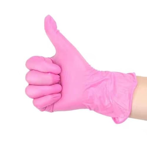 PBHOVIITG 50PCS Multi-Color Nitrilhandschuhe for Kochen wasserdicht for Küchenwerkzeuge Einweg(Pink 50PCS,S) von PBHOVIITG