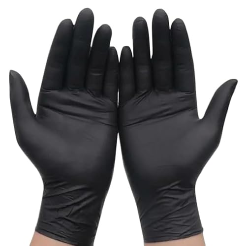 PBHOVIITG 60/50/20PCS Schwarze Einweg-Nitrilhandschuhe for Haushalt, Küche, Bad, Reinigung, DIY for Haarefärben, Nagelverschönerung(60PCS,S) von PBHOVIITG