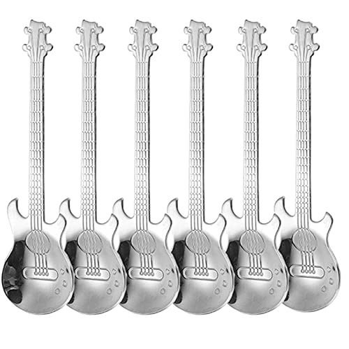 PBIEHSR Gitarren Löffel Gitarre Löffel, Edelstahl Kaffeelöffel Gitarre Geschenk für Musiker Tee Loeffel Kaffee- bzw. Teelöffel aus Edelstahl(Silber) von PBIEHSR