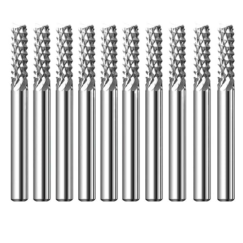 10 stücke Hartmetall Mais Ende Fräser Zähne Gravur CNC Maschine Bit 3,175 4 6mm for PCB Bakelit Platte Holz Kunststoff(3.0x3.175x38L) von PBNANHGZZ