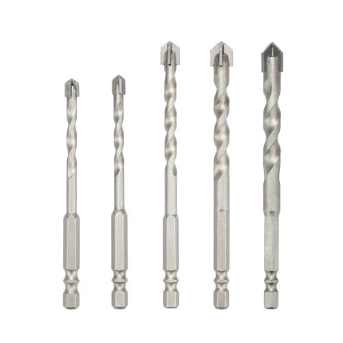 1PC Vier Klinge Impact King Bohrer 6,35mm Griff Glas Keramik Steinzeug Ziegel Beton Stanzen Taschenlampe Bit(1Set) von PBNANHGZZ