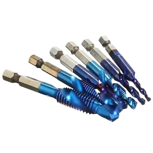6 STÜCKE M3-M10 HSS Bohren Tap Bits Gewinde Schraube Werkzeuge Maschine Wasserhähne Bohrer Schaft Titan Beschichtet(Blue) von PBNANHGZZ