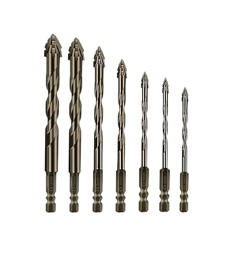 7-teiliger Hartmetall-Vierblatt-Zackenbohrer for Trockenbohren von Porzellanfliesen, Keramik, Glas, Marmor, Beton, Stein und Metall von PBNANHGZZ