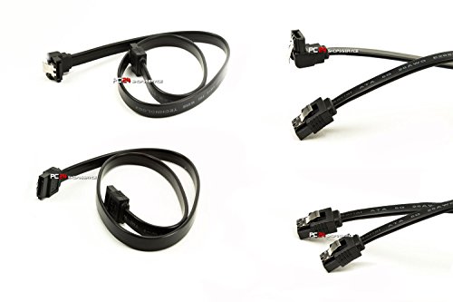 PC24 Shop & Service 2x SATA Kabel 50cm Schwarz | 1x gerade-gerade | 1x gerade-abgewinkelt | kompatibel bis S-ATA/600 |1,5GBs/3GBs/6GBs (abwärtskompatibel) | S-ATA Kabel | Premiumqualität von PC24 Shop & Service