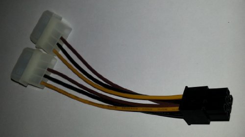 PC24 Shop & Service Adapter 2x 12V Molex Buchse auf 1x 6pin PCIe Stecker | Grafikkartenstromanschlusskabel von PC24 Shop & Service