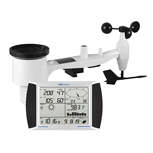 Funk Wetterstation PCE-FWS 20N mit Aussensensoren für Windrichtung, Windgeschwindigkeit, Temperatur, relative Luftfeuchte, Regenmenge, USB-Schnittstelle, Analyse-Software, Solarmodul von PCE Instruments