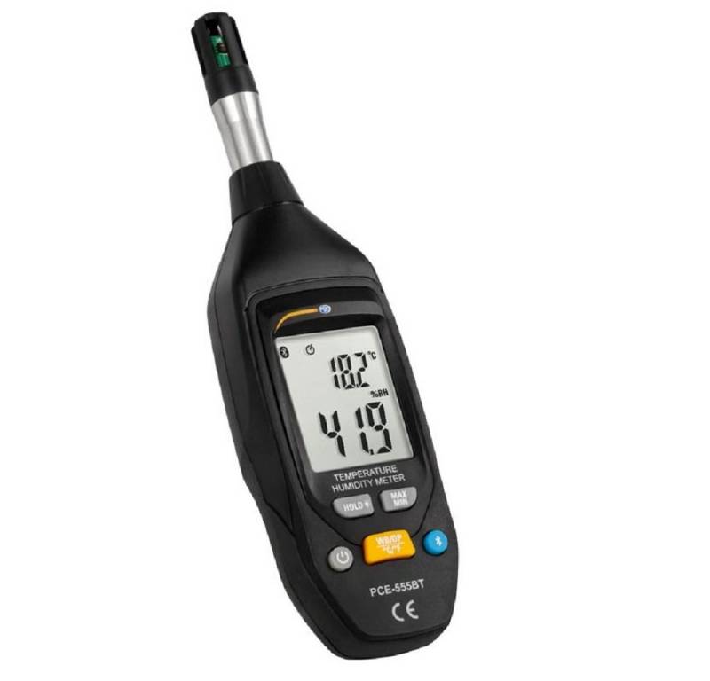 PCE Instruments Feuchtigkeitsmesser Feuchtemessgerät (Rel) PCE-555BT, (1 Stück), Display LC Display mit Hintergrundbeleuchtung von PCE Instruments