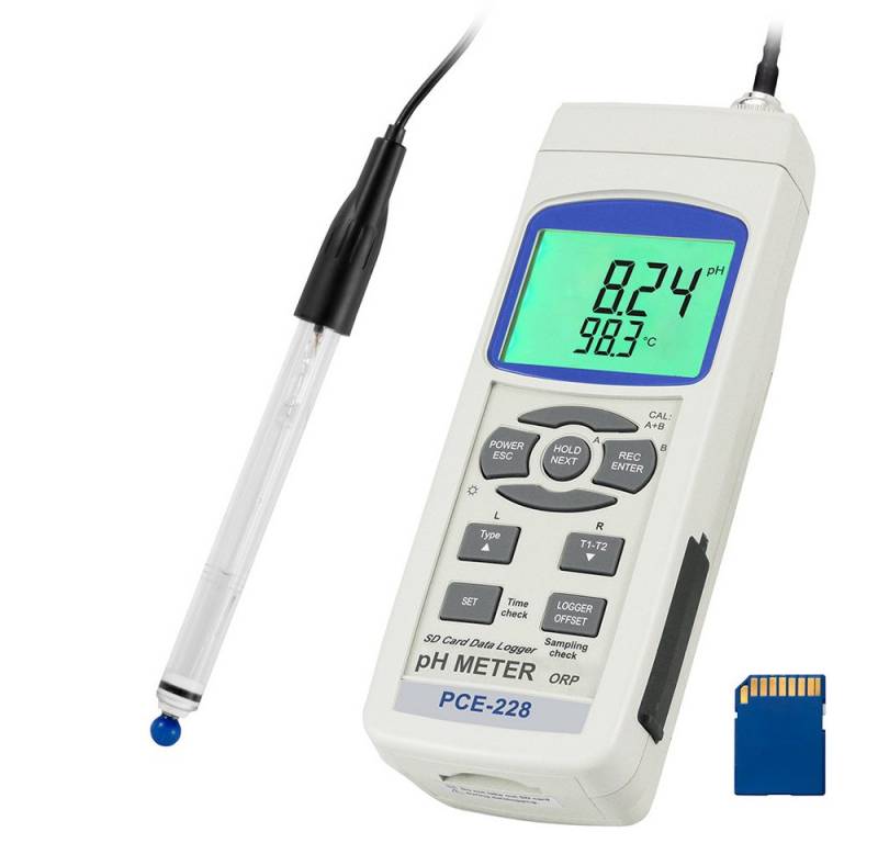 PCE Instruments Feuchtigkeitsmesser pH-Messgerät PCE-228HTE inkl. pH-Elektrode & Temperaturfühler von PCE Instruments