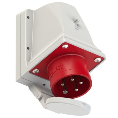 CEE Steckdose Stecker Kupplung Starkstrom Drehstrom Anbausteckdosen Wandstecker PCE CEE-Wandsteckdose 16A/32A/63A 6h IP44/IP67, TYP:CEE-Wandgerätestecker 32A 5p 6h IP44 mit Deckel von PCE