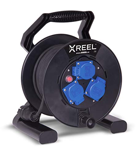 Kabeltrommel XREEL 230V/16A K2 IP54 Gummi H07RN-F 3x2,5mm² schwarz 25m von PCE