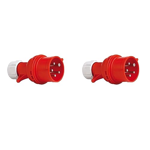 PCE 40829L CEE-Stecker mit Phasenwender, 16A, rot, lose (Packung mit 2) von PCE