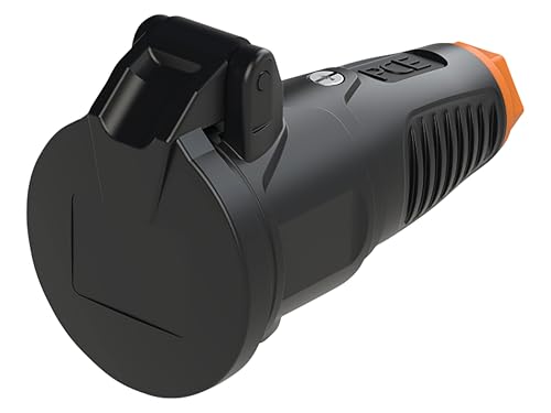 PCE Gummi-Schutzkontaktkupplung Taurus2, mit Klappdeckel, schwarz/orange von PCE