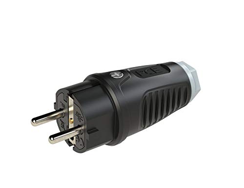 PCE Schutzkontakt Stecker Grau IP54 Vollgummi Zwei Erdungssysteme 0522-sdg von PCE