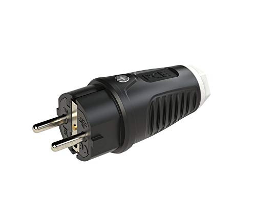PCE Schutzkontakt Stecker Weiß IP54 Vollgummi Zwei Erdungssysteme 0522-sw von PCE