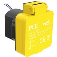 PCE U25050 Aufputz-Steckdose mit USB-Ladeausgang IP54 Gelb von PCE