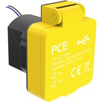 PCE - U25050 Aufputz-Steckdose mit USB-Ladeausgang IP54 Gelb von PCE