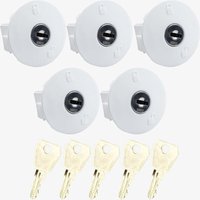 PCE - 5er Set Steckdosenschloss Nr. Divers in weiß, mit 5 Schlüssel von PCE