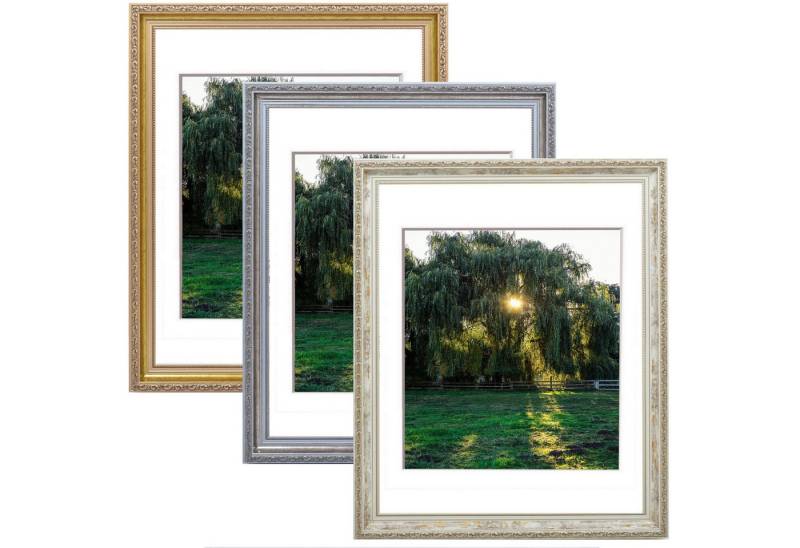 PCH[art] Bilderrahmen Holzrahmen Athen Einzelrahmen Barock mit Passepartout, Fotorahmen in prunkvollen look von PCH[art]