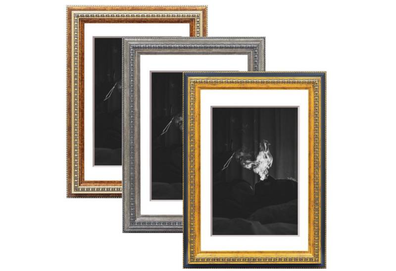 PCH[art] Bilderrahmen Holzrahmen Exklusiv Einzelrahmen Barock mit Passepartout, Fotorahmen in prunkvollen Look von PCH[art]