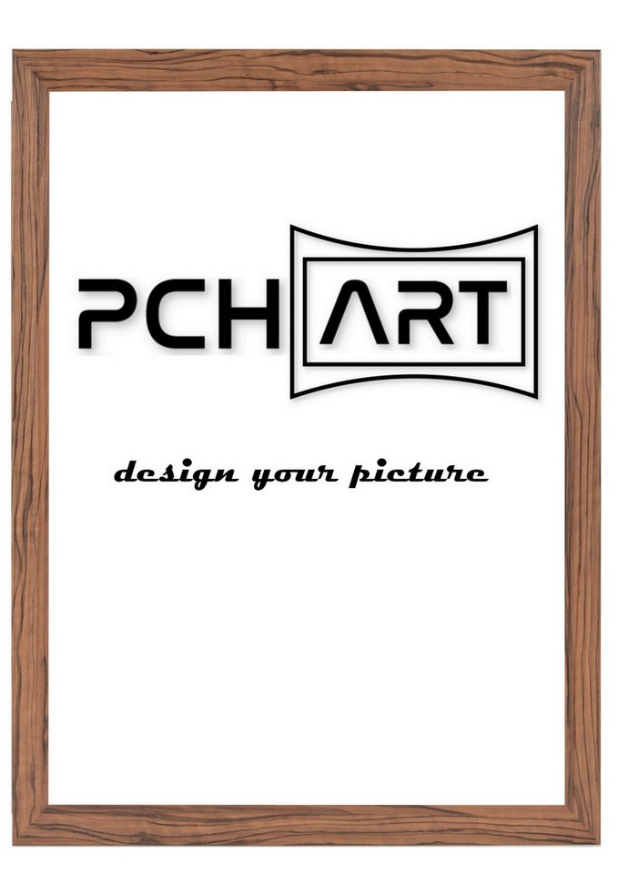 PCH[art] Bilderrahmen Rahmen New Alaya, Farbe: Nussbaum Optik, Größe: 10x15 bis 90x120 cm, für 1 Bilder, Leiste ummantelt mit Dekorfolie von PCH[art]