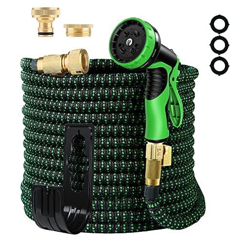 Flexibler Gartenschlauch 15M/50FT,Wasserschlauch mit 10 Funktionssprühdüsen,Leichter und knickfreier Dehnbarer wasserschlauch,starke Messingverbinder und 4-lagiger Latexkern,zum Waschen und Gießen von PCIUGXVN