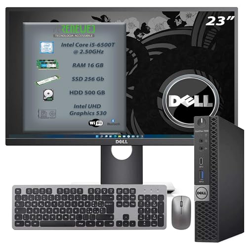 Mini-PC Optiplex 7050 Desktop-Computer (Generalüberholt) Windows 11 Pro + Office 2021 | Core i5 6500t | RAM 16 GB | SSD M.2 256 NVME + HDD 500 GB | Wifi BTH Mini-Computer (24 Zoll) von PCRENEWED TECNOLOGIA ACCESSIBILE