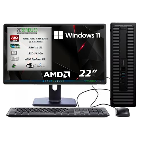 PCRENEWED TECNOLOGIA ACCESSIBILE Gebrauchsfertiger Desktop, Desktop-PC A10 3,5 GHz, RAM 16 GB, SSD 512 GB, Office Paket 2019, Windows 11 Pro (komplett) von PCRENEWED TECNOLOGIA ACCESSIBILE