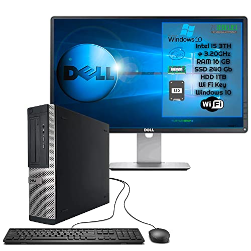 PcRenewed Pc Komplett fest mit 22 Zoll Monitor Überholung CPU Intel i5 |16 GB | SSD 256 + 1TB HDD | Windows 10 Key Wi-Fi (Generalüberholt) von DELL
