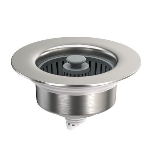 PCVANLEY 1 Stück Edelstahl 3 in 1 Küchenspülbecken Stopfen mit Korb, Tiefe > 22mm Pop Up Kitchen Anti-Clogging Sink Strainer von PCVANLEY