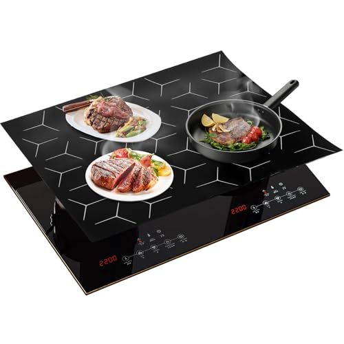Induktionskochfeld Schutzmatte, 63x53cm Silikon Induktionsschutzmatte Wiederverwendbare Wärmeisolierte Pad Rutschfeste Abdeckplatte Induktionsschutzmatte für schützen Glaskeramik Kochfeldabdeckung von PCXWTLN