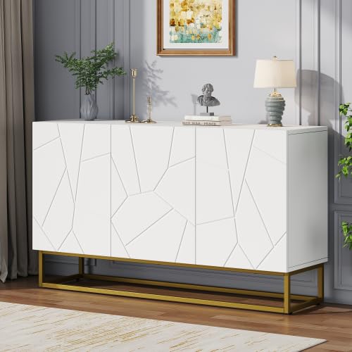 PCXWTLN Sideboard Wohnzimmer Anrichte Schrank Hochglanz Highboard Breite,Weiss Sideboard Metallgestell ,Moderner Highboard -3 Türen für Esszimmer Schlafzimmer,130x 36 x 76 cm PCXWTLN Sideboard Wohnzimmer Anrichte Schrank Hochglanz Highboard Breite,Weiss Sideboard Metallgestell ,Moderner Highboard -3 Türen für Esszimmer Schlafzimmer,130x 36 x 76 cm von PCXWTLN