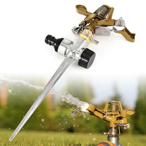 Rasensprinkler aus Metall, Einstellbar Impulsregner Gartensprinkler Rasensprenger, 360 Grad Große Flächenabdeckung für Sprinkleranlage Garten für Gartenbewässerung Rasenbewässerung Rasensprinkler aus Metall, Einstellbar Impulsregner Gartensprinkler Rasensprenger, 360 Grad Große Flächenabdeckung für Sprinkleranlage Garten für Gartenbewässerung Rasenbewässerung von PCXWTLN