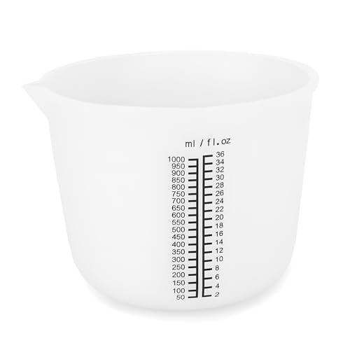 Silikon Messbecher 1 Liter, Groß Silikon Measuring Cups Messbecher Epoxidharz mit Skala, Flexible Silikonbecher für Labor Diy Handmade Küche Gießen Basteln Epoxidharzmessung - 1000ml / 36 oz von PCXWTLN