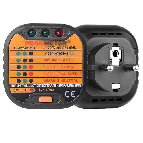 Steckdosentester - 220–250V Steckdosentester, Stromkreistester, Automatischer Elektrischer RCD-Steckdosentester, Steckdosentester mit Stecker-LCD-Display für Die Prüfung Der Steckdosenverkabelung von PCXWTLN