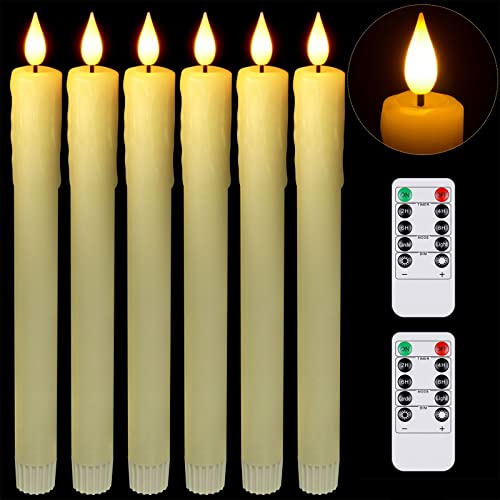 PChero LED Stabkerzen mit Fernbedienung, 6 Echtwachs Batteriebetriebene Kerzen Flammenlose Elfenbein Elektrisch Flackernde Licht for Weihnachten Heimat Zimmer Dekoration –Warmweiß von PChero