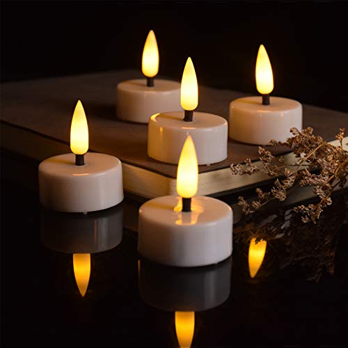 PChero LED Timer Teelichter, 12 Stk. Batterie Inklusive Teelicht Kerzen mit Realistischen 3D-Dochten Flackernde Teelichter für Party Hause Zimmer Dekoration von PChero