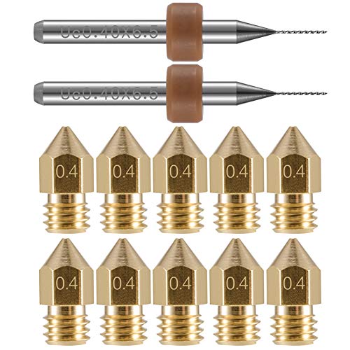 PChero 10 stücke 0,4mm MK8 3D Drucker Extruder Messing Düse Druckköpfe für MK8 Makerbot Reprap Creality CR-10 3D Drucker, Bonus 2 stücke Reinigung Bohrer PChero 10 stücke 0,4mm MK8 3D Drucker Extruder Messing Düse Druckköpfe für MK8 Makerbot Reprap Creality CR-10 3D Drucker, Bonus 2 stücke Reinigung Bohrer von PChero