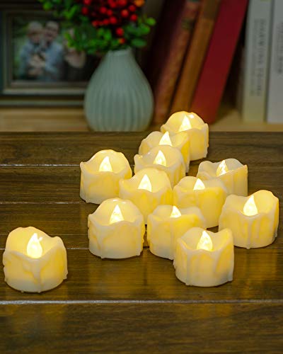 PChero LED Kerzen mit Timer, 12 Stück Flackernde flammenlose Teelichter batteriebetriebene elektrische Kerzenlichter für Zuhause Hochzeit Datum Dekoration – Warmweiß von PChero
