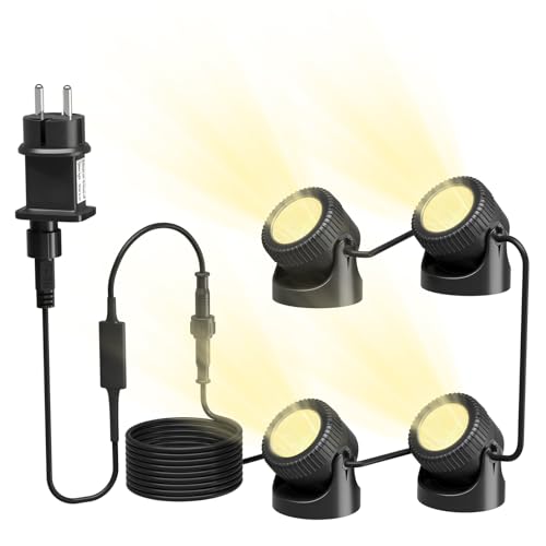 PChero Teichbeleuchtung LED Unterwasser, Unterwasserbeleuchtung Strahler Poolbeleuchtung Unterwasser Licht IP68 Wasserdicht Teichlicht für Pool Teich Garten Baum Innen Außen Deko von PChero