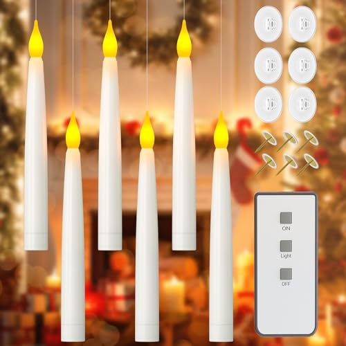 PChero Harry Potter Kerzen mit Zauberstab, 6 Stück LED Batteriebetrieben Schwimmkerzen Flackernde Stabkerzen Floating Candles Kerzen mit Fernbedienung für Halloween Party Saisonale Deko Weihnachten von PChero