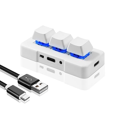 PCsensor Mini-Tastatur mit 3 Tasten, USB Typ C, kabelgebunden, mechanische Gaming-Tastatur, Hotkey, individuelles Programm mit RGB-LED für Gaming, OSU, Büro, Arbeit für PC von PCsensor