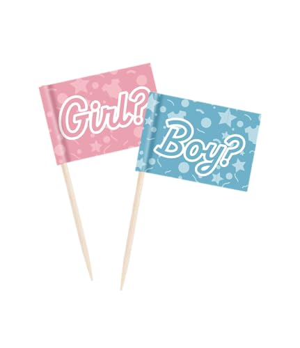 PD-Party 7031625 Classy Party Cocktail Picks | Speziell Thema | Partei Dekorationen - Gender Reveal, Blau/Rosa, 6.5cm Länge x 3cm Breite x 0.1cm Höhe von PD-Party