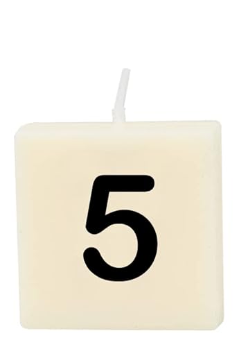 PD-Party 7040005 Geburtstag dekorative Wachs Nummer Kerze | Wax Candle - 5, Cremefarben/Schwarz, 4cm Länge x 4cm Breite x 2cm Höhe von PD-Party