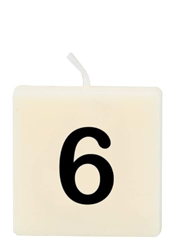 PD-Party 7040006 Geburtstag dekorative Wachs Nummer kerze | Wax Candle - 6, Cremefarben/Schwarz, 4cm Länge x 4cm Breite x 2cm Höhe von PD-Party