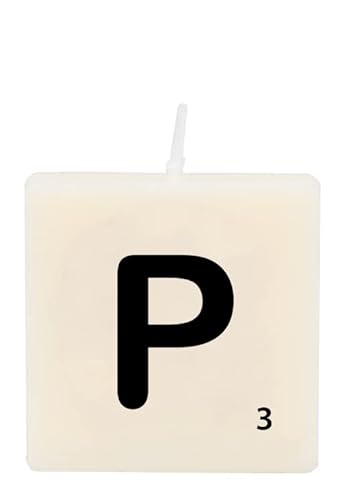 PD-Party 7040026 Geburtstag dekorative Wachsbriefe Kerze | Wax Candle - P, Cremefarben/Schwarz, 4cm Länge x 4cm Breite x 2cm Höhe von PD-Party