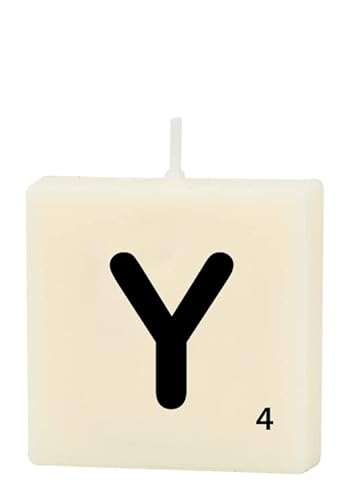 PD-Party 7040035 Geburtstag dekorative Wachsbriefe Kerze | Wax Candle - Y, Cremefarben/Schwarz, 4cm Länge x 4cm Breite x 2cm Höhe von PD-Party