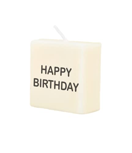 PD-Party 7040058 Geburtstag Dekorativ Wachs Kerze | Wax Candle - Happy Birthday, Cremefarben/Schwarz, 4cm Länge x 4cm Breite x 2cm Höhe von PD-Party